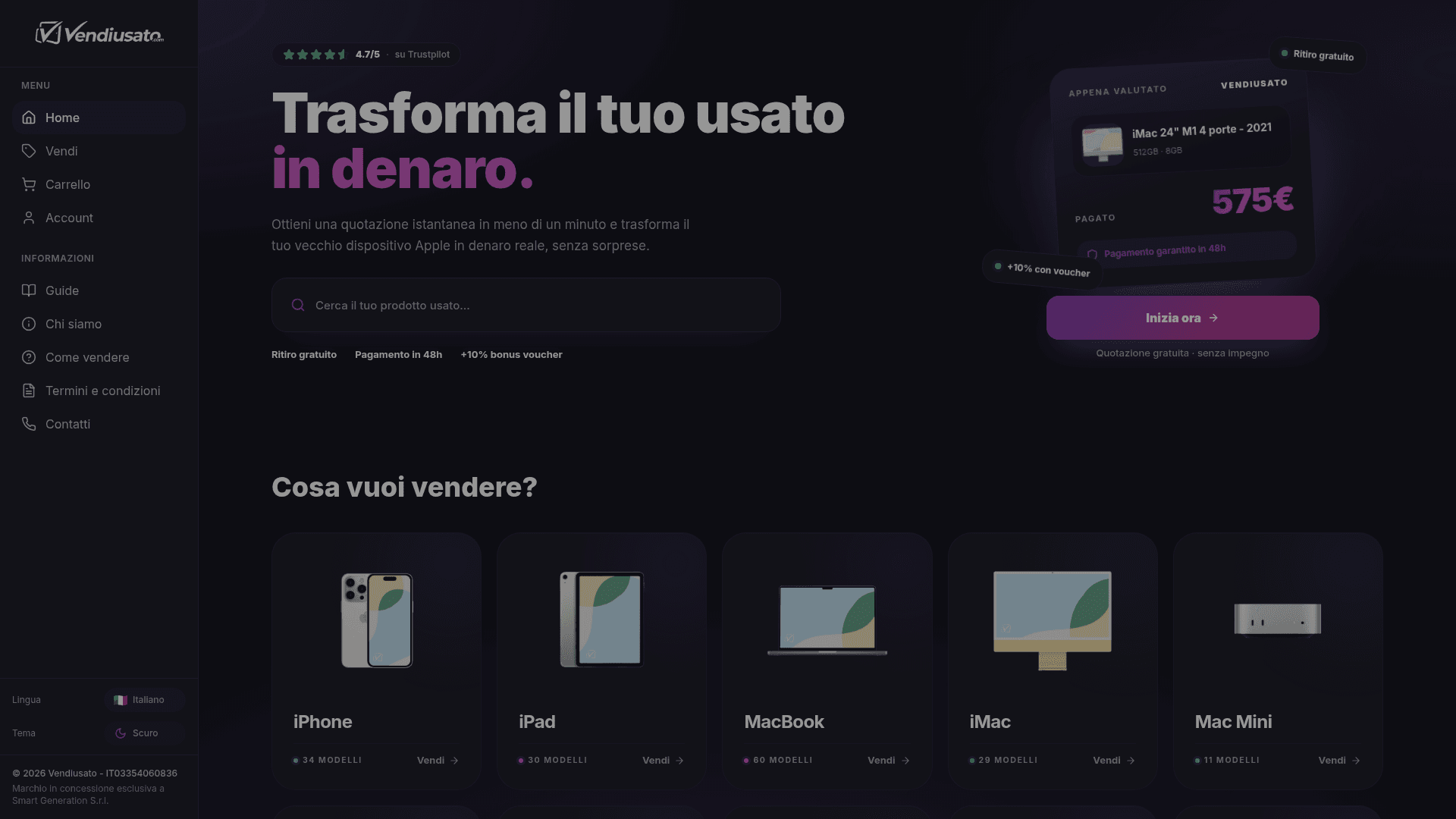 Anteprima del sito Vendiusato