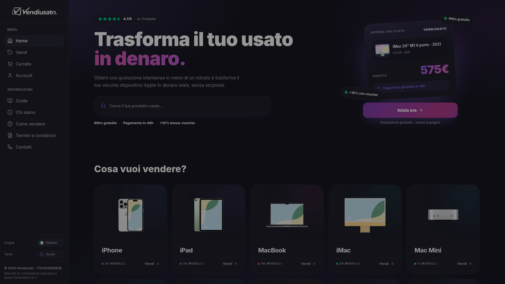 Anteprima del sito Vendiusato